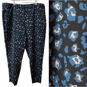Michel Studio Women’s Pants Animal Print Black Teal Tan Tapered Plus Size‎ 20